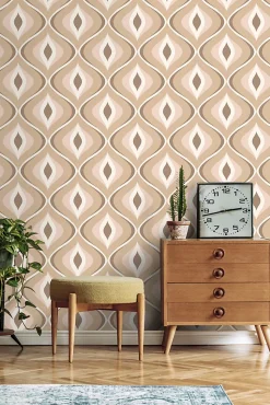 ESTAhome papier peint ornements au style rétro beige et marron - 50 x 900 cm - 130985