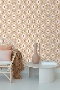 ESTAhome papier peint ornements au style rétro beige et marron - 50 x 900 cm - 130985
