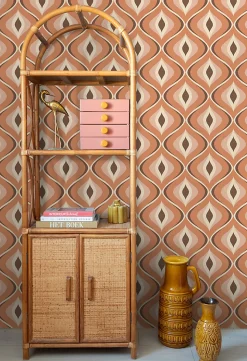 ESTAhome papier peint ornements au style rétro orange et marron - 50 x 900 cm - 130986