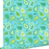 ESTAhome papier peint paisleys turquoise et vert citron - 53 cm x 10.05 m - 115827