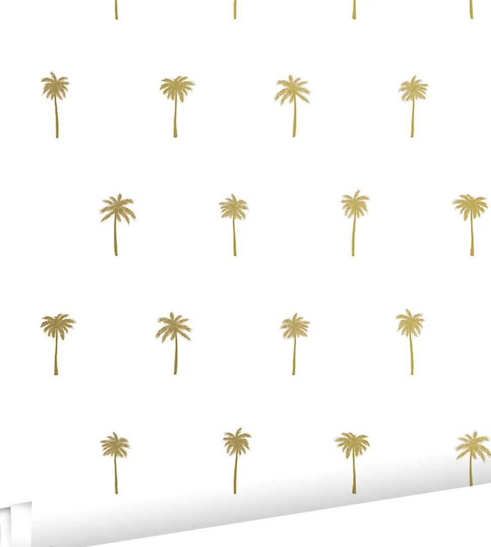 ESTAhome papier peint palmiers blanc et or - 53 cm x 10.05 m - 139158