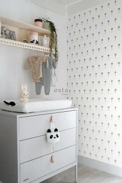 ESTAhome papier peint palmiers blanc et or - 53 cm x 10.05 m - 139158