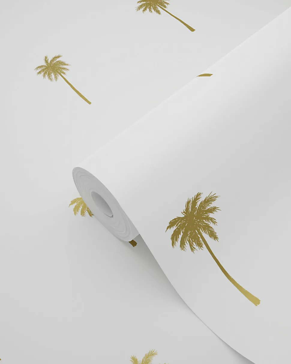 ESTAhome papier peint palmiers blanc et or - 53 cm x 10.05 m - 139158