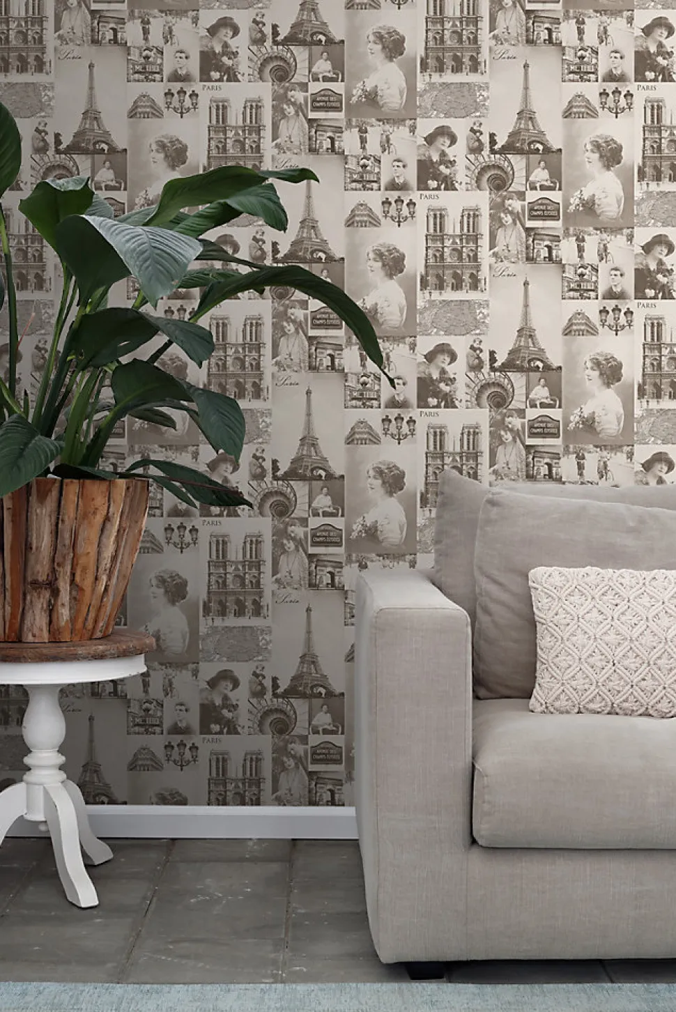 ESTAhome papier peint Paris brun sépia - 53 cm x 10.05 m - 138148