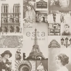 ESTAhome papier peint Paris brun sépia - 53 cm x 10.05 m - 138148