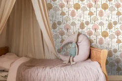 ESTAhome papier peint paysage boisé rose, marron et blanc - 50 x 900 cm - 139799