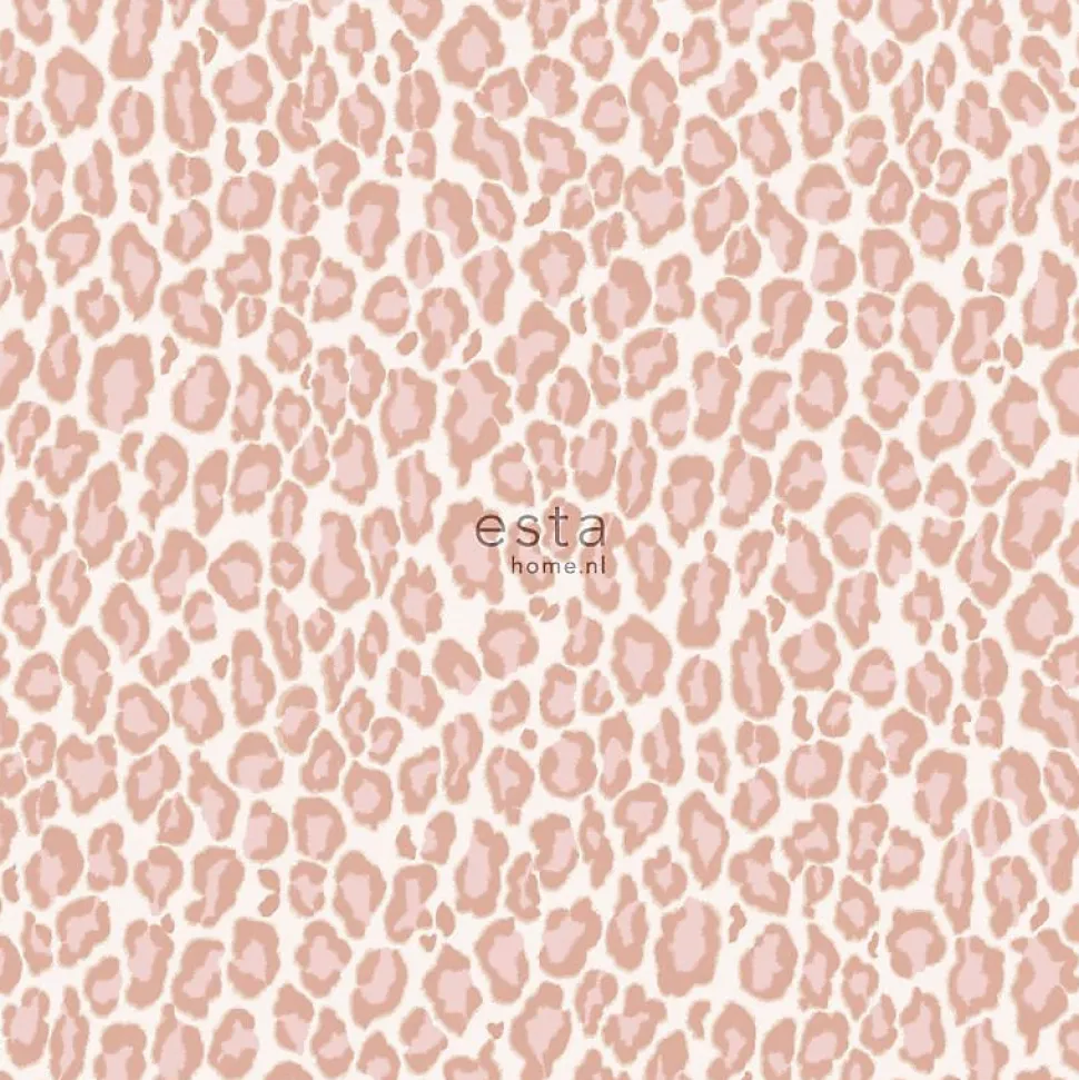 ESTAhome papier peint peau de léopard rose pêche - 53 cm x 10.05 m - 128821