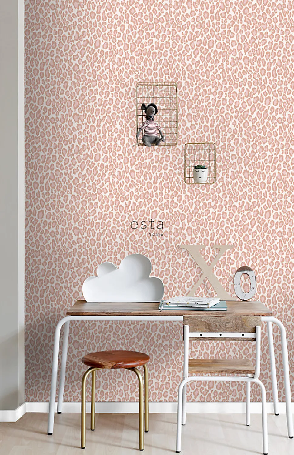 ESTAhome papier peint peau de léopard rose pêche - 53 cm x 10.05 m - 128821