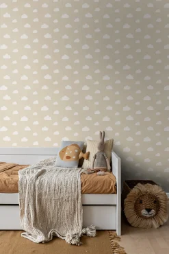 ESTAhome papier peint petits nuages beige - 53 cm x 10.05 m - 139559