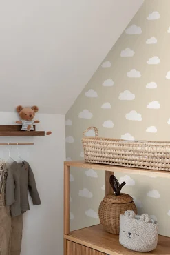 ESTAhome papier peint petits nuages beige - 53 cm x 10.05 m - 139559
