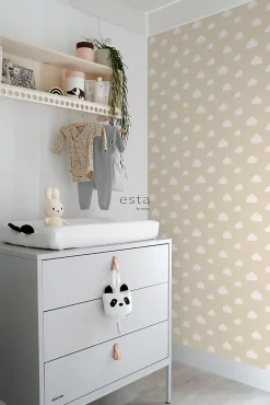 ESTAhome papier peint petits nuages beige - 53 cm x 10.05 m - 139559