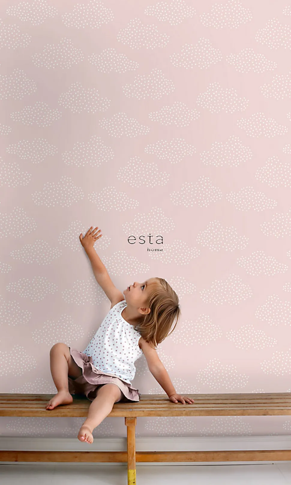 ESTAhome papier peint petits nuages rose clair - 50 x 900 cm - 139516