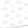 ESTAhome papier peint petits nuages gris clair et blanc - 53 cm x 10.05 m - 138945