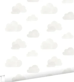 ESTAhome papier peint petits nuages gris clair et blanc - 53 cm x 10.05 m - 138945