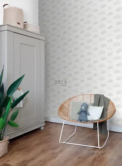 ESTAhome papier peint petits nuages gris clair et blanc - 53 cm x 10.05 m - 138945