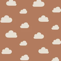 ESTAhome papier peint petits nuages terracotta et blanc - 53 cm x 10.05 m - 139398