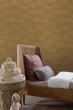 ESTAhome papier peint petits nuages jaune ocre et beige - 50 x 900 cm - 139978