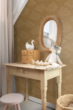 ESTAhome papier peint petits nuages jaune ocre et beige - 50 x 900 cm - 139978