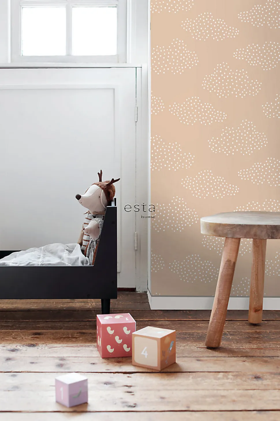 ESTAhome papier peint petits nuages terracotta claire - 50 x 900 cm - 139518