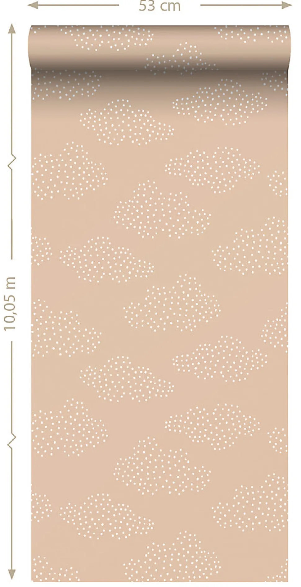 ESTAhome papier peint petits nuages terracotta claire - 50 x 900 cm - 139518