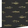 ESTAhome papier peint poissons noir et or - 53 cm x 10.05 m - 139124