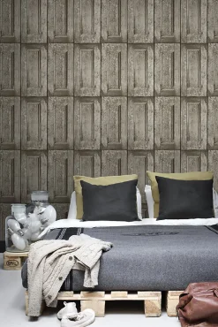 ESTAhome papier peint portes à panneaux taupe - 53 cm x 10.05 m - 138210