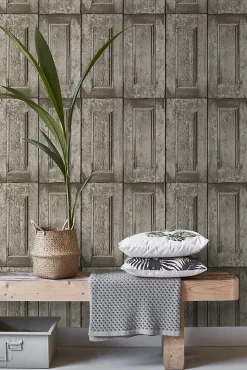 ESTAhome papier peint portes à panneaux taupe - 53 cm x 10.05 m - 138210