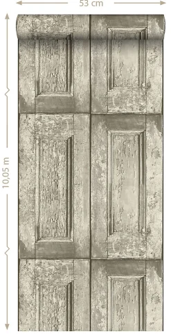 ESTAhome papier peint portes à panneaux marron clair - 53 cm x 10.05 m - 138206