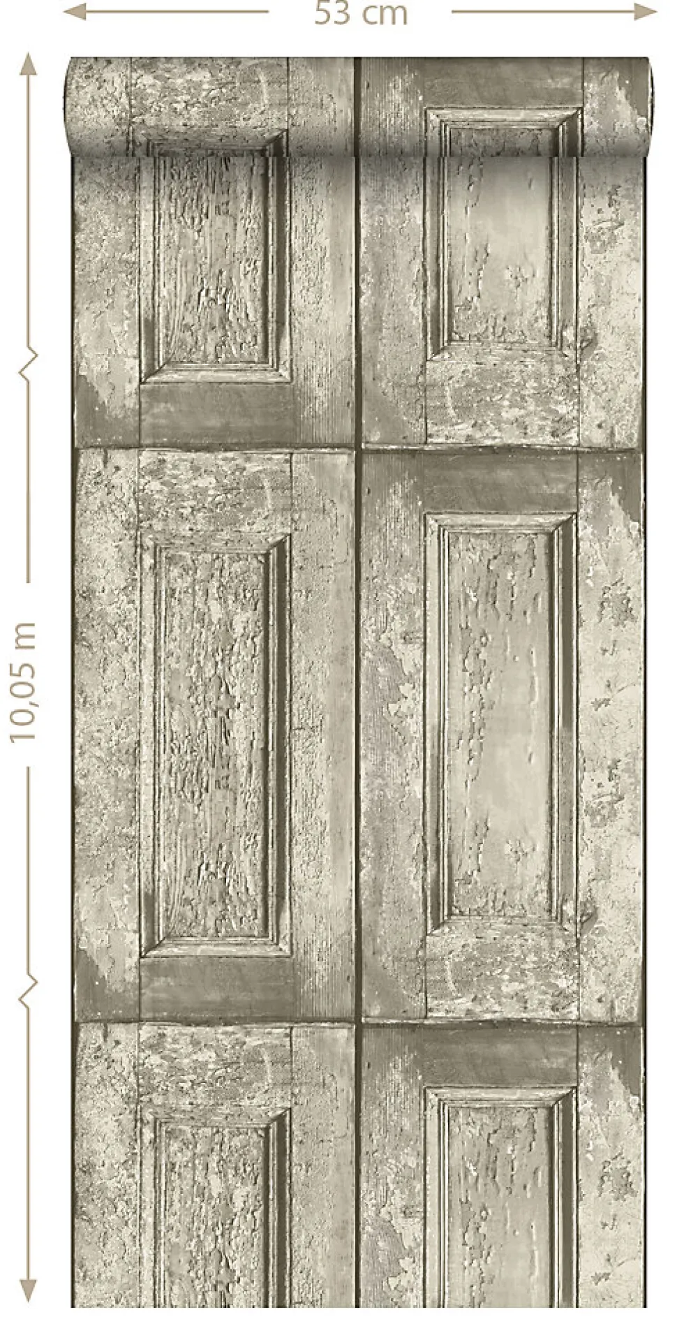 ESTAhome papier peint portes à panneaux marron clair - 53 cm x 10.05 m - 138206