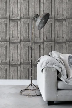 ESTAhome papier peint portes à panneaux gris - 53 cm x 10.05 m - 138209
