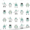 ESTAhome papier peint robots jouets vintage vert menthe et bleu - 53 cm x 10.05 m - 138938