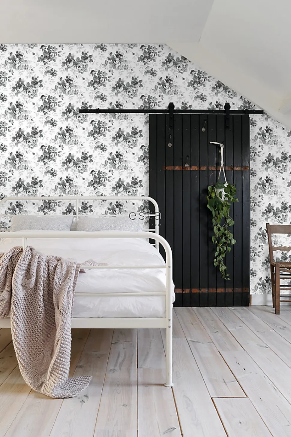 ESTAhome papier peint roses noir et blanc - 53 cm x 10.05 m - 138112