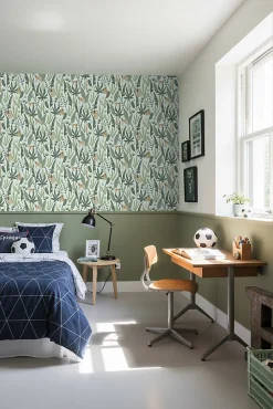 ESTAhome papier peint singes de la jungle vert menthe et vert foncé - 53 cm x 10.05 m - 139073