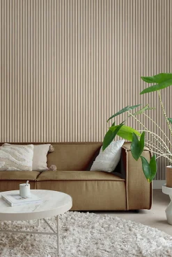 ESTAhome papier peint tasseaux de bois beige - 53 cm x 10.05 m - 139607