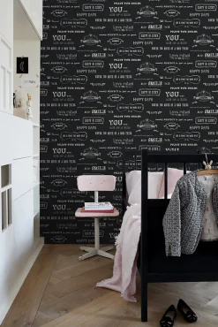 ESTAhome papier peint texte tableau noir et blanc - 53 cm x 10.05 m - 128507