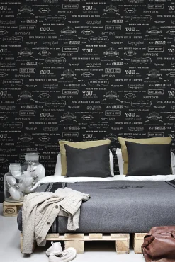 ESTAhome papier peint texte tableau noir et blanc - 53 cm x 10.05 m - 128507