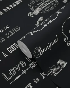 ESTAhome papier peint texte tableau noir et blanc - 53 cm x 10.05 m - 128507