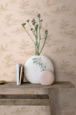 ESTAhome papier peint toile de jouy rose clair - 50 x 900 cm - 139812