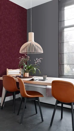 ESTAhome papier peint uni à effet pictural rouge bordeaux - 53 cm x 10.05 m - 148724