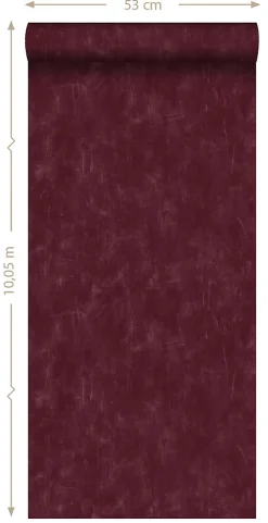 ESTAhome papier peint uni à effet pictural rouge bordeaux - 53 cm x 10.05 m - 148724