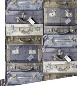ESTAhome papier peint valises vintage bleu et marron - 53 cm x 10.05 m - 138215