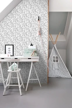 ESTAhome papier peint visages de filles noir et blanc - 53 cm x 10.05 m - 138867