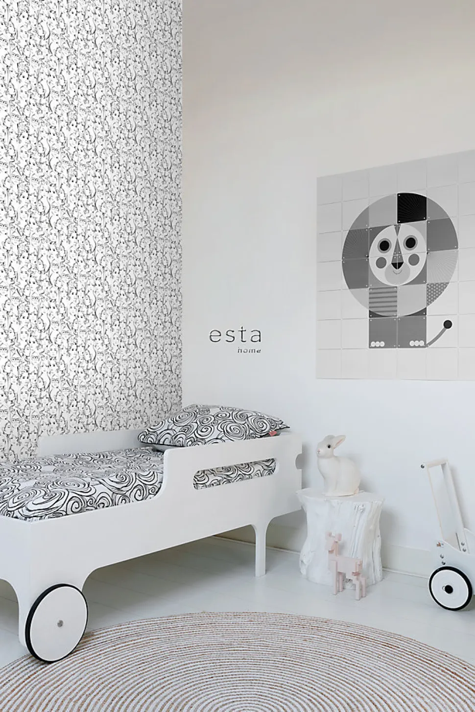 ESTAhome papier peint visages de filles noir et blanc - 53 cm x 10.05 m - 138867