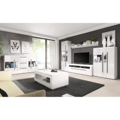 Etagère BREDA 180 cm Blanc mat et brillant Design moderne et fonctionnel