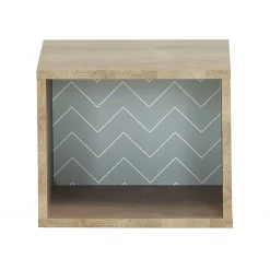 Etagère cube murale réversible décor bois blanc ou bleu - SIDOINE