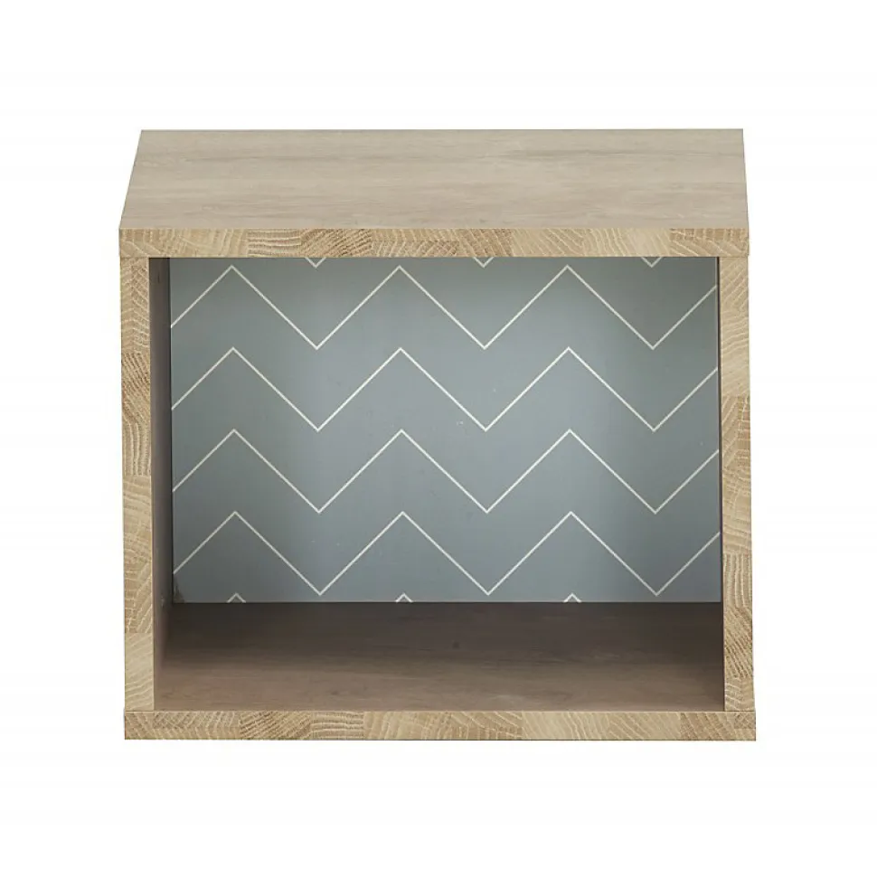 Etagère cube murale réversible décor bois blanc ou bleu - SIDOINE