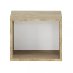 Etagère cube murale réversible décor bois blanc ou bleu - SIDOINE