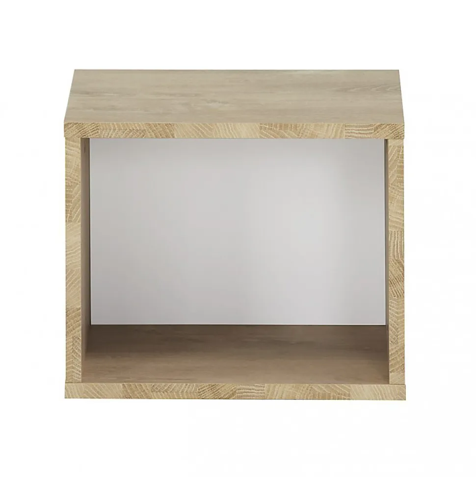 Etagère cube murale réversible décor bois blanc ou bleu - SIDOINE