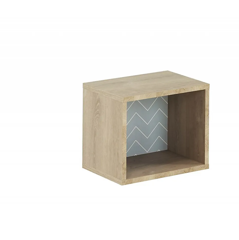 Etagère cube murale réversible décor bois blanc ou bleu - SIDOINE