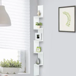 Etagère d'angle design contemporain zig zag 5 niveaux